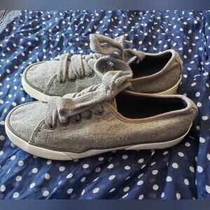 Women's size 7 Sperry dark gray fuzzy sneakers loafers boat shoes wool blend